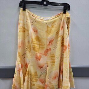 Vintage Yellow and pink floral Pendleton Midi Skirt 100% silk!